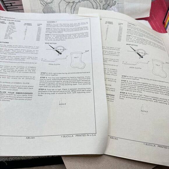 Bucilla counted cross stitch Santa portrait stocking partly finished - Picture 6 of 9